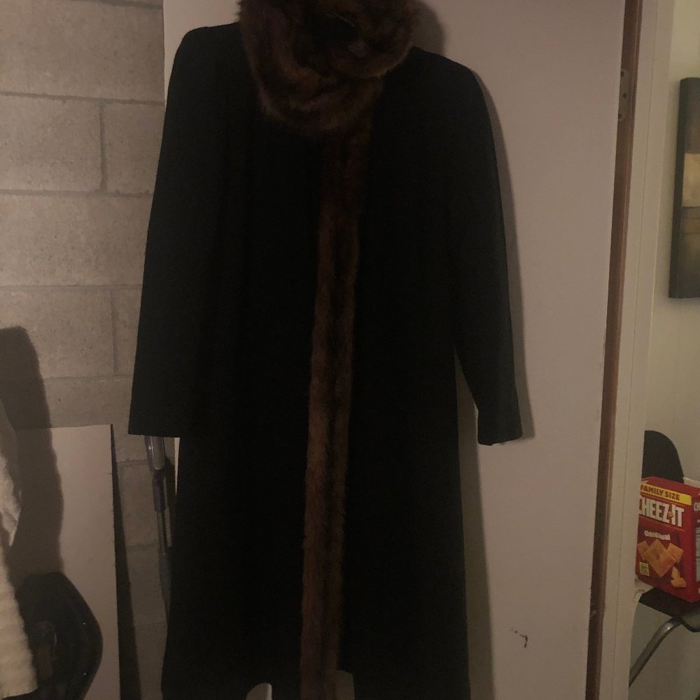 Black Beautiful Fur accent Coat